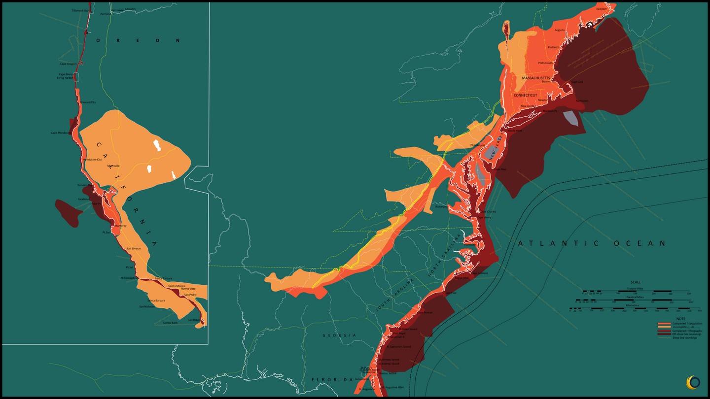 Atlantic Gulf of Mexico and Pacific Coast, U.S. Coastal Survey Map